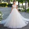 Classic A-Line Wedding Dresses O Neck Cap Shoulder Appliques Sequined Illusion 2022 New Bridal Gowns