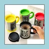 Lazy Self Stirring Mug Matic Electric Coffee Tea Mixing Cup With Lid Stainless Steel 350Ml Creative Drinkware Drop Delivery 2021 Tools Kit