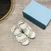 멀티 컬러 블랙 흰색 마법 스틱 송아지 가죽 퀼트 플랫폼 기질 샌들 샌들 샌들 패션 신발 크기 34-40
