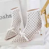 Buty Sandals Kobiety Designer Koreański Wersja Bow Dot Dot Botki Sexy Mesh Hollow Sfeped High Heels Lady Buty Moda Buty 220401