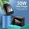 Chargeur rapide à affichage LED 3A, pour iPhone 13 12 Xiaomi Samsung iPad Etc., prise EU US UK, chargeur rapide, adaptateur mural à 3 Ports