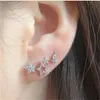 Stud Simple Élégant Étoile Femmes Boucles D'oreilles Brillant Blanc Zircon Exquis Polyvalent Femelle Boucle D'oreille Bijoux De Mode GC1027