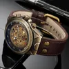 Retro Style Men Automatisk Mechanical Watch Skeleton Steampunk äkta läderband Mens Självlindande handledsklockor Män reloj 220407551074