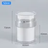 15G 30G 50G Airless Acrylic Cream Jar Jar 진공 병 흰색 화장품 메이크업 항아리 재충전 가능한 용기 로션 펌프 병