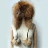Real Women Fox Fur Hat With Earflap Warm Winter Ladies Thick Real Raccoon Hats New Geunine Fox Fur Cap