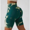 Tie-Dye Seamless Yoga Pants Stretch Running Workout Shorts Fitness Women High Waist Hip Lift Slim Fit Sports Shorts