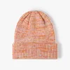 Berretti di lana unisex invernali in tweed Cappello Colorblock Tessuto Berretti lavorati a coste a coste Scaldini Skullies Slouchy Sci all'aperto Cappelli spessi e caldi