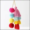 Anahtarlık moda aksesuarları sevimli ponpon püskül anahtarlık boho çanta cazibe kolye anahtarlık kadınlar için çanta çanta dekor y43 dhuoe