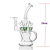 Unico bicchiere grigio Bong narghilè 25 cm di altezza Bong a bobina spessa Bong rimovibile Freezable Vetro verde Downstem con chiodo in ceramica