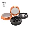 Honeypuff New 63mm Herb Grinder 4 Pieces Aluminium Lätt tobaks krossning Dry Herb Spice Muller Sharp Metal Teeth Cigaretttillbehör Partihandel