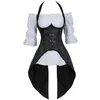 Bustiers korsetter korsett Top White Gothic Blue Plus Size Costume Collocation Randiga långa remmar Bustier Vest Two Pieces Korsettbustiers