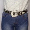 Belt Fashion Designer Crystal Belt Adjustable Length Buckle Chic Western Cowboy Black Rhinestone Belts for Girls Men Decorative Punk