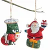 2022 Hot-Selling Handmålad julgrandekoration Hängen Santa Claus Snowman Elk Metal Room Decor Målade hängsmycken