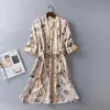 Women's Sleepwear Spring Couple Bathrobe Three Quarter Silk Robe Home Clothing Satin Print Kimono Robes Men Women Long Sleep Wear Dressing G