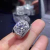 Cluster Rings 5ct Moissanite Men's Ring 925 Silver Beautiful Firecolour Diamond SubstituteCluster