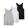 夏のノースリーブオネックロングメンベーシックTシャツ /綿伸びカジュアルベストトップ4カラーサイズM-XL W220426