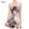 est Girl Anime Dress 3D Print Fashion Casual Summer Women Robes Sexy Slim Robe de plage sans manches 220617