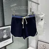 spring and summer small fragrance medieval style color edge classic leisure sports high waist wool hot shorts women