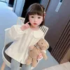 White Solid Color Kids Casual Children's Blouse Spring Autumn Clothes For Girls 210412