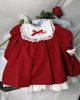 Robes de fille bébé filles rouge pour noël 2022 automne enfants à manches longues Vintage princesse Lolita robe Vestidos fête annéefille