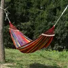 Outdoor Garden Canvas Hammocks Hang Bed Travel Camping Swing Hiking Stripe anti-rollover Hanging Bed