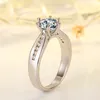 Anéis de prata para mulheres jóias de moda de alta qualidade zircão de zircão de seis garras anel de anel aberto anel ajustável