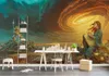 väggkonst klistermärken 3D tapet europeisk stil modern himmel soluppgång karaktär landskap bakgrund vägg väggmålning
