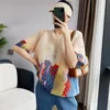 Koszulka damska Miyake Folds 2022 Lose Belly Cover Shirt Short Style Little Summer Sectionswomen's