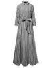 Fashion Women Rapel Neck Striped Dress Zanzea Herfst Long Sleeve Knoppen Maxi Elegant Shirt Vestidos Femme Sundress 220613