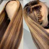 Pelucas de cabello humano de 16 pulgadas, 150% de densidad, marrón, largas, rectas, sin pegamento, pelucas delanteras de encaje para mujeres negras, peluca de uso diario