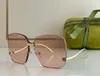 lunettes de soleil femmes designer simple surdimensionné carré sans cadre rose clair forme spéciale bord doré bras ligne défilé de mode personnalité avant-gardiste UV400 lunettes