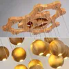 Japanese Ball Globe Lamp Wood Bead Chandelier Lustre Fixture Light Nordic Modern Round Hanging Scandinavian Oark Dining Room Gfaqr