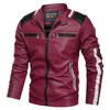 Winter Men's Casual Padded Warm Standing Collar Biker Leather Jacket Long Sleeve Fashion Shopping Spelling Color Coat L-6xl