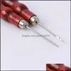 Autres outils à main Accueil Jardin Poignée en bois rouge Aiguille Pin Punching Hole Maker Couture Overstitch Couture Haute Qualité Cuir Craft Tissu