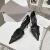 2023 New Black White Mercerized Denim Party Shoes Silver Rhinestone 하이힐 여성 신발 웨딩 신부 신발 34-42 오리지널 박스