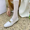 Sandaler Spring Autumn 2022 Kvinnor Flats Cow Leather Slip On Simple Shoes Metal Buckle Loafers Style Low Heel Flat Size 41Sandals