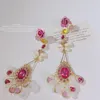 Dangle Lustre Coréen De Luxe De Mode Papillon Coloré Cristal Boucles D'oreilles Pour Femmes Filles Exagéré Pendientes Parti Bijoux