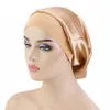 Solidowy satynowy satynowy zespół nocne czapki dla kobiet dziewczyny elastyczne czapki snu maska ​​do pielęgnacji fryzury
