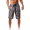 Shorts masculinos calças de impressão de verão masculino banda elástica de esportes casuais solteiros runção de praia bolsos de praia