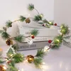 Строки рождественские буровые струнные светильники моделирование сосновых игл конусы листья вечеринки домашний декор аккумулятор с питанием для прозрачного светодиода