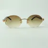 Ovale Retro-Sonnenbrille von Buffs 8100903-B mit naturschwarzen Büffelhornstäben und 58-mm-Gläsern