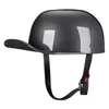 Motorradhelme Retro Mattschwarzer Helm Half Face Dot Approved Vintage Moto Casco Capacete mit langer Krempe Cafe RacerMotorcycle