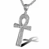 Stainless Steel Pendant Necklaces Gold Plated Men Women Full Diamond Egyptian Anka Life Key link Chain jewelry