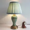 Pastoral Style Ceramic Vase Table Lamp For Bedroom Living Room European retro Study desk lights Fabric Decor Light fixture