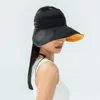 ワイドブリム帽子ファッション女性用ダブルフェイスバケツハットソリッドカラーUV保護調整可能な空のトップキャップ折りたたみ可能なビッグビーチキャップスウィド