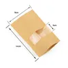 Kraft Paper Wrap Ziplock Bag With Window Stand Up Resealable Grip Self Sealing Pouches For Storing Cookie Dried Food Snack