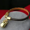 Brand Classic Clover Designer Leather Bracelet Fashion Man Woman Couple Charm Bracelet High Quality Stainless Steel Electroplated 18K Gold Jewelry