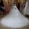 Real Exempel Vestido de Noiva 2022 Prinsessan Sweetheart Tulle Applique Crystal Beaded Elegant Lace-up Bröllopsklänningar Långt tåg