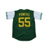 Xflsp Hommes Kenny Powers # 55 Eastbound and Down Mexican Charros Kenny Powers 100% Cousu Film Baseball Jersey Vert Bleu Expédition Rapide
