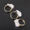 With Side Stones Finger Rings Natural Crystal Stone Women Irregular Wire Wrap Healing Gold-color Resizable Ring Jewelry DX3098